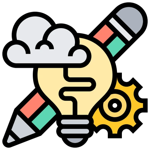 Icono de bombilla con ideas representando inspiración y aprendizaje